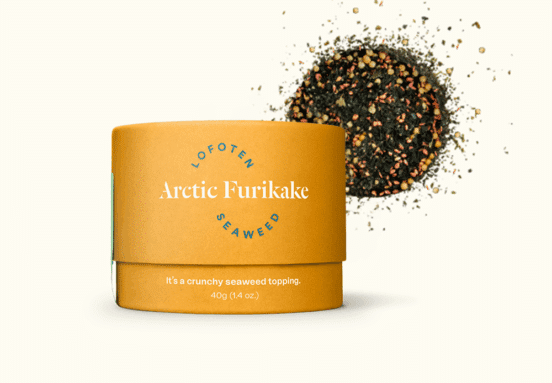 An Arctic Furikake package with a display of the contents.